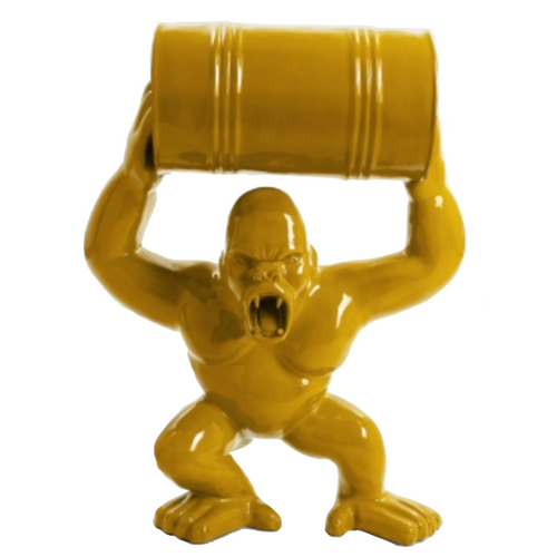 Statue de Gorille en Résine - 1m - Couleur Jaune - Décoration Animalière
