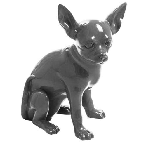 Statue Chien Chihuahua Animaux Resine - 40cm - Gris
