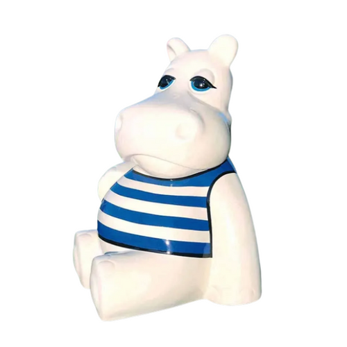 Statue Hippopotame Animaux Resine - 50cm - Marin Bleu