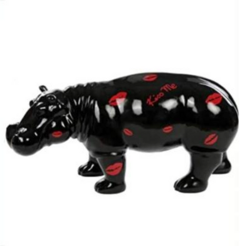 Statue Hippopotame Animaux Resine - 180cm - Bisous Noir