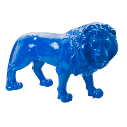 Statue Lion Animaux Resine - 35cm - Bleu
