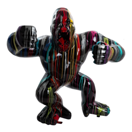 Statue Gorille Agressif Animaux Resine - 190cm - Multi Coulure Noir