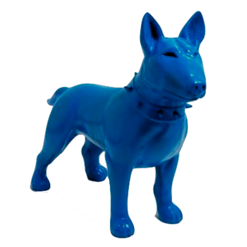 Statue Résine Chien Bull Terrier - 110 cm - Couleur Bleu Nuit