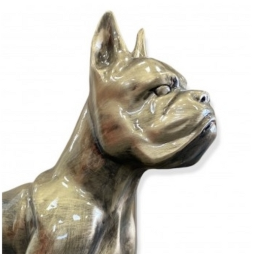 Statue en Résine de Chien Boxer - 110 cm - Finition Bronze Élégante