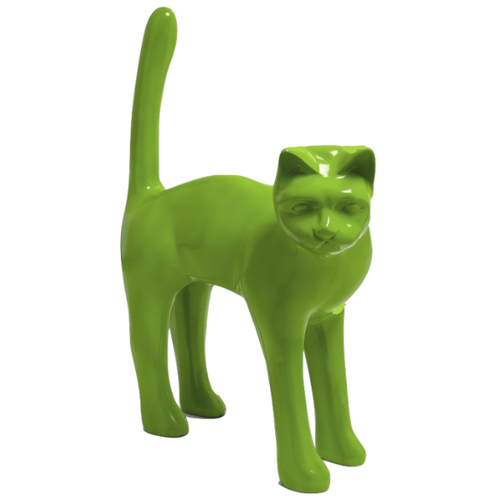 Statue de Chat en Résine - 105 cm - Couleur Vert Pomme