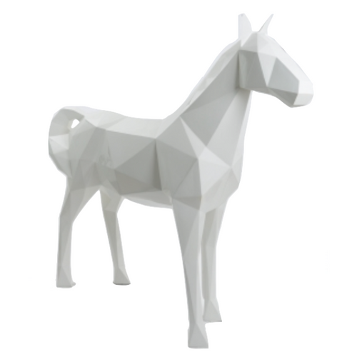 Statue Cheval Origami Animaux Resine - 210cm - Blanc