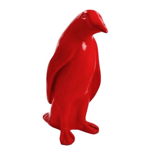 Statue de Pingouin en Résine - 70cm - Couleur Rouge Exotique