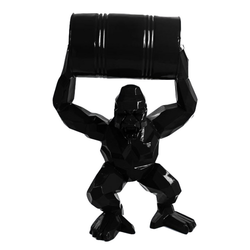 Statue en Résine de Gorille Origami - 135cm - Finition Noire