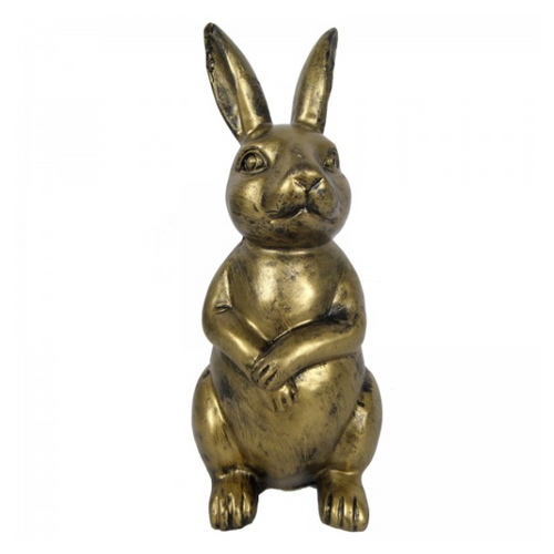 Statue de Lapin en Résine - 35 cm - Finition Bronze