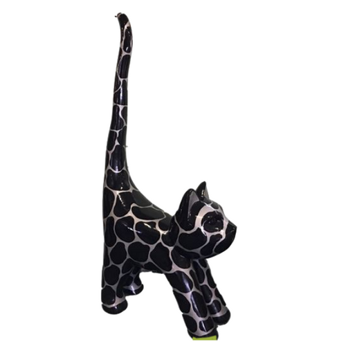 Statue Chat Animaux Resine - 205cm - Ecaille Argentée