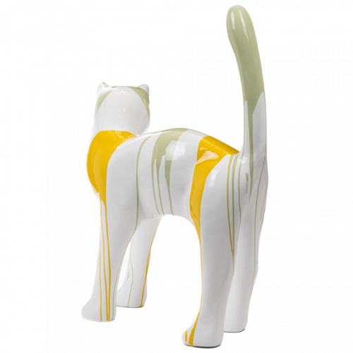 Statue de Chat en Résine - 105cm - Finition Jaune Vert Kaki