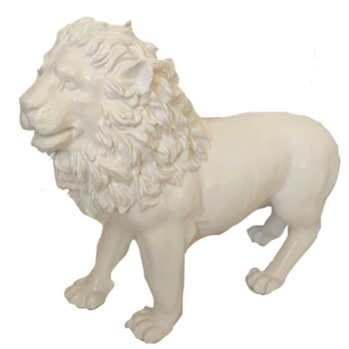 Statue Lion Animaux Resine - 100cm - Blanc
