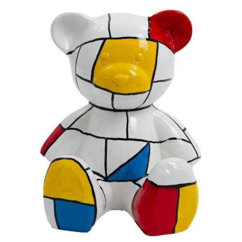Statue d'Ours Majestueux en Résine - 35cm - Style Mondrian