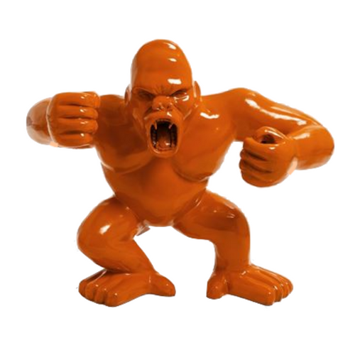 Statue Gorille Agressif Animaux Resine - 30cm - Orange