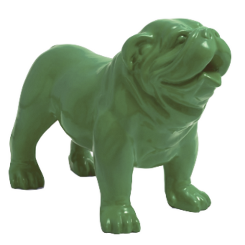 Statue Résine Chien Bouledogue Anglais - 60cm - Couleur Kaki