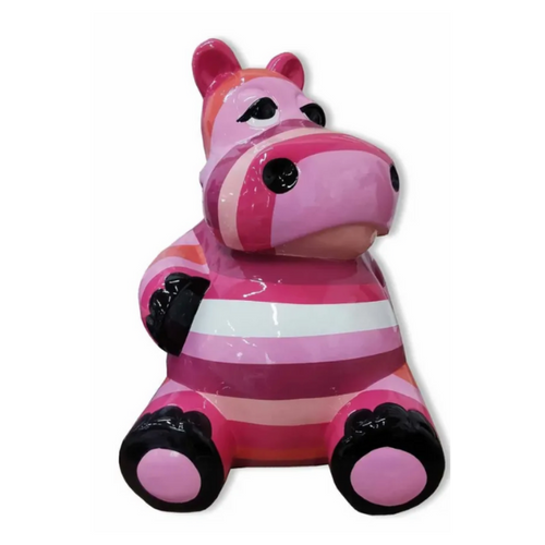 Statue d'Hippopotame en Résine - 15cm - Modèle Tagada Rose