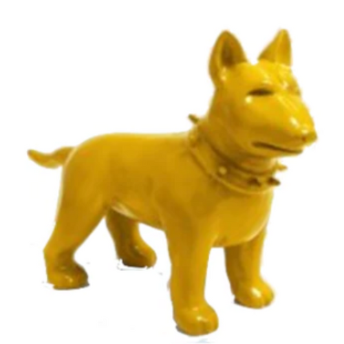 Statue Résine Chien Bull Terrier - 60cm - Couleur Jaune