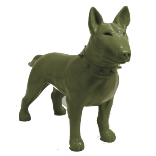 Statue Résine Chien Bull Terrier - 110cm - Couleur Kaki