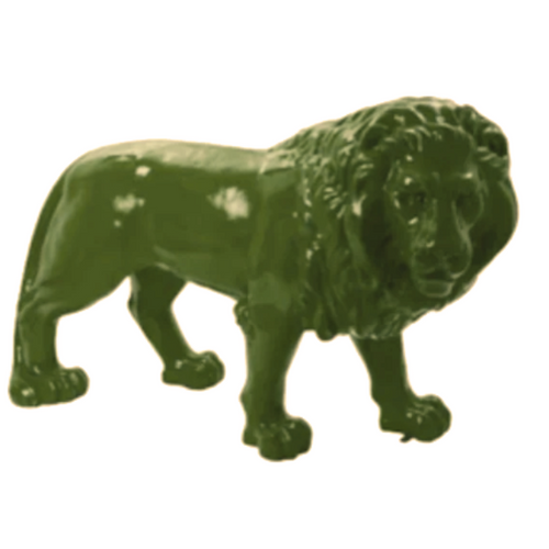 Statue Lion Animaux Resine - 35cm - Vert Kaki