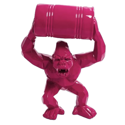 Statue Origami Gorille en Résine - 95cm - Fuchsia Éblouissant