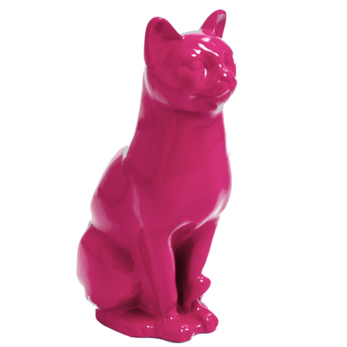 Statue Chat Animaux Resine - 40cm - Rose Fushia