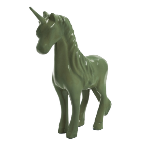 Statue Licorne Équestre en Résine - 50cm - Couleur Vert Kaki