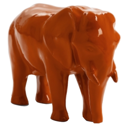 Statue Élégante d'Éléphant en Résine - 30 cm - Couleur Orange