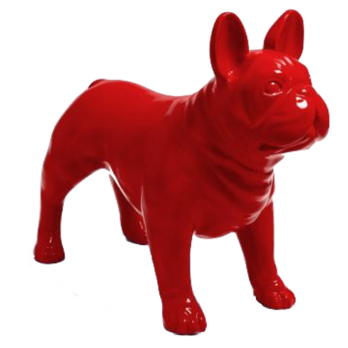 Statue Chien Bouledogue Francais Animaux Resine - 90cm - Rouge