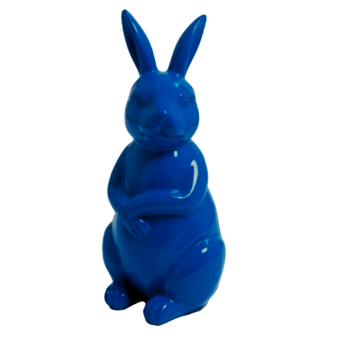 Sculpture de Lapin en Résine - 35cm - Teinte Bleu Nuit