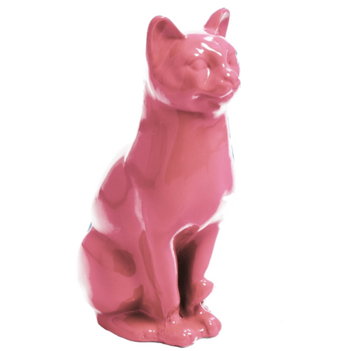 Statue Chat Animaux Resine - 40cm - Rose Clair