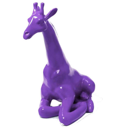Statue Décorative de Girafe en Résine - 90cm - Couleur Violet