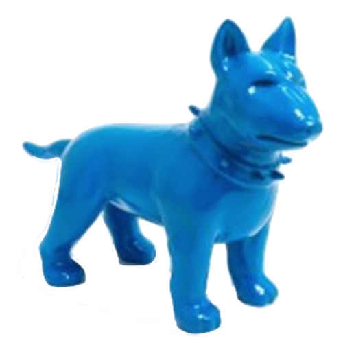 Statue Résine Chien Bull Terrier 60cm - Décoration Animalière Bleu