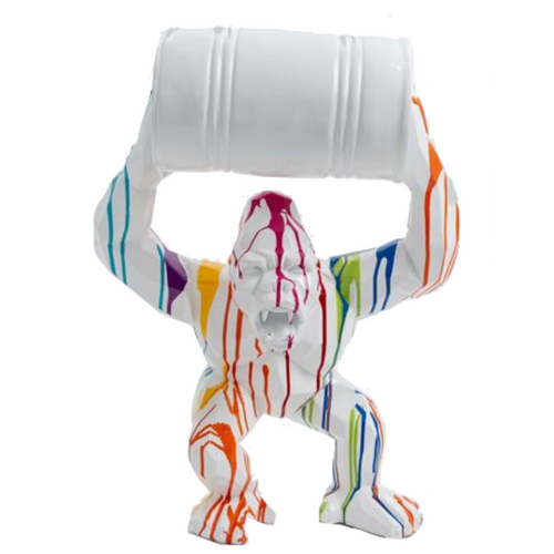Statue Gorille Origami en Résine - 95cm - Finition Multicolore Blanc