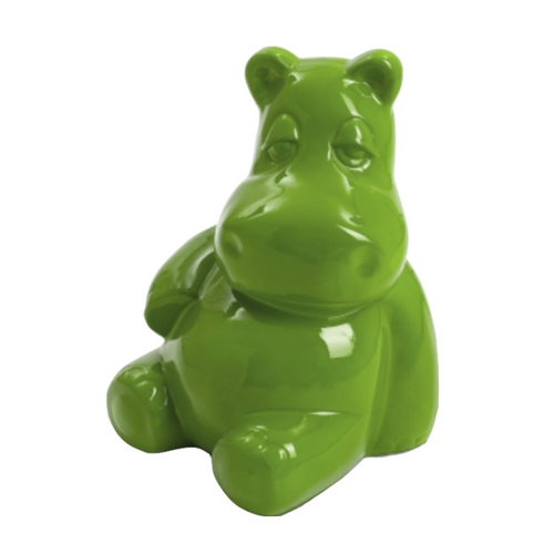 Statue d'Hippopotame en Résine - 25cm - Couleur Vert Pomme