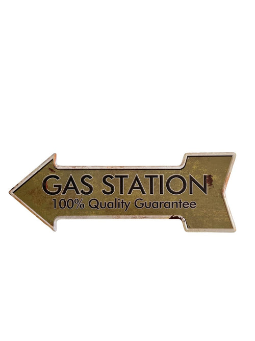 PLAQUE FLECHE MÉTAL GAS STATION 45x15 CM - PLAQUE DECORATIVE