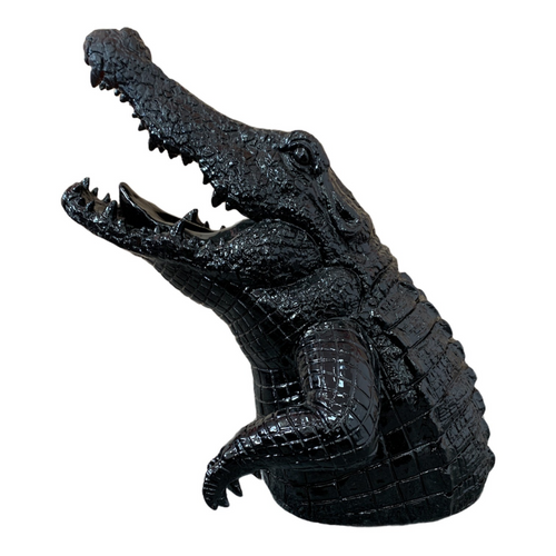 Statue de Crocodile en Résine 50 cm - Noir Élegance Exotique