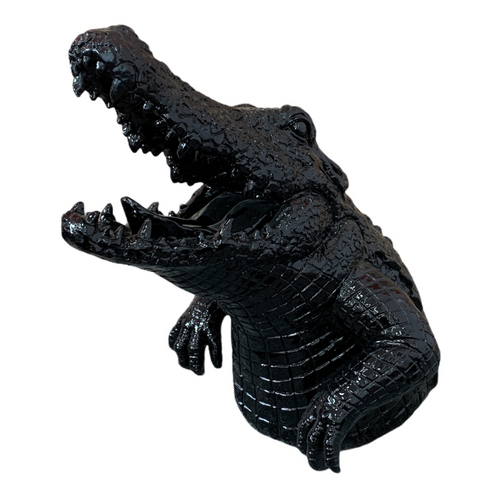 Statue de Crocodile en Résine 50 cm - Noir Élegance Exotique