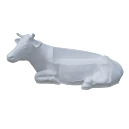 Statue Vache Banc Animaux Resine Decoration - 200cm - Blanc