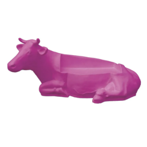 Statue Vache Banc Animaux Resine Decoration - 200cm - Rose