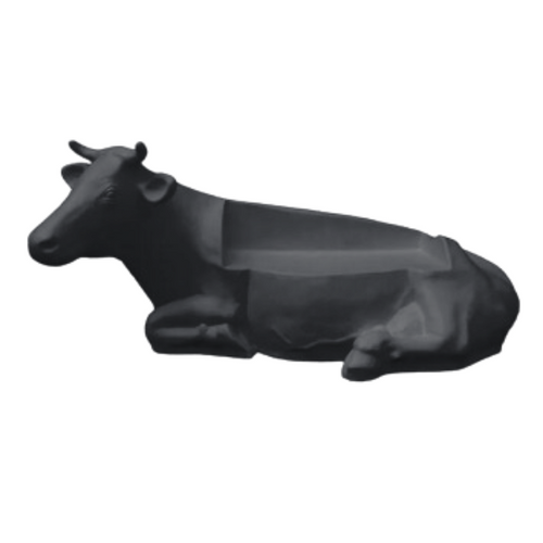 Statue Vache Banc Animaux Resine Decoration - 200cm - Noir