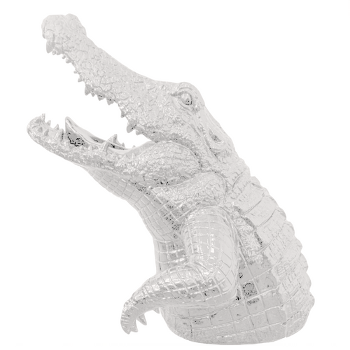 Statue Élégante de Crocodile en Résine 50cm - Couleur Blanche