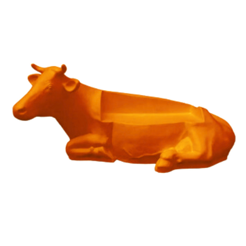 Statue Vache Banc Animaux Resine Decoration - 200cm - Orange