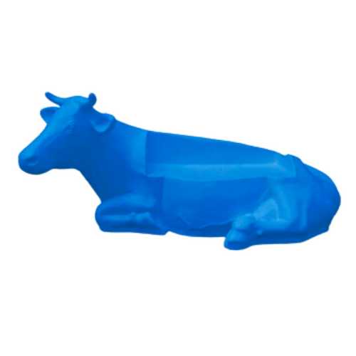 Statue Vache Banc Animaux Resine Decoration - 200cm - Bleu