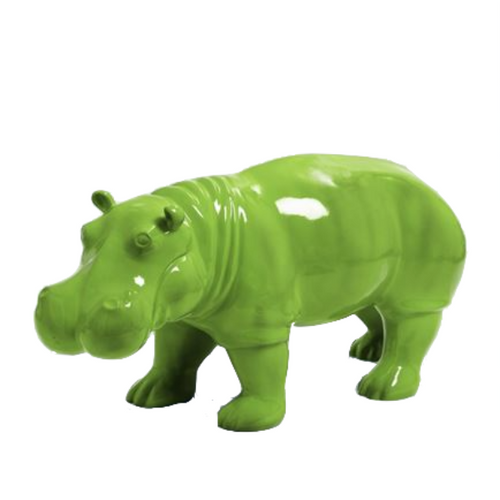 Statue d'Hippopotame en Résine - 95 cm - Couleur Vert Pomme