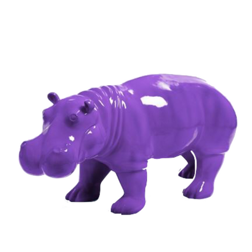 Statue Hippopotame Animaux Resine - 95cm - Violet