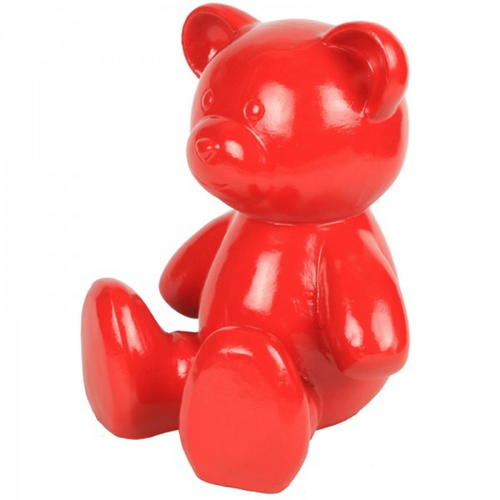 Statue d'Ours en Résine - 35cm - Rouge Éblouissant