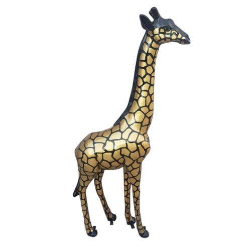 Statue de Girafe en Résine - 210cm - Finition Dorée