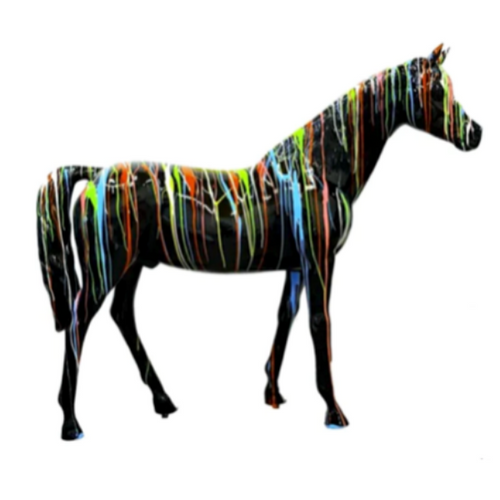 Statue Cheval Animaux Resine - 210cm - Multi Coulure Noir