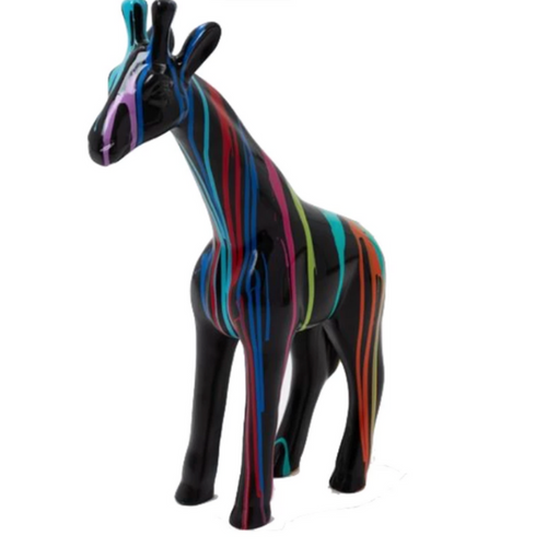 Statue de Girafe en Résine - 50 cm - Finition Multi-Couleur Noir