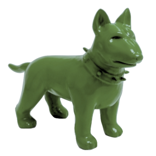 Statue en Résine d'un Chien Bull Terrier - 60cm - Teinte Kaki